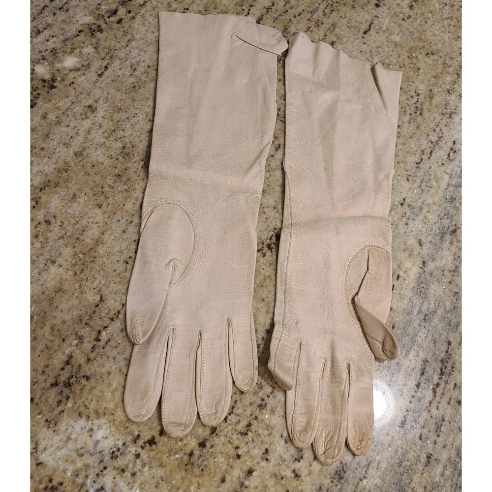 Vintage Size S Beige Kid Leather Formal 14
